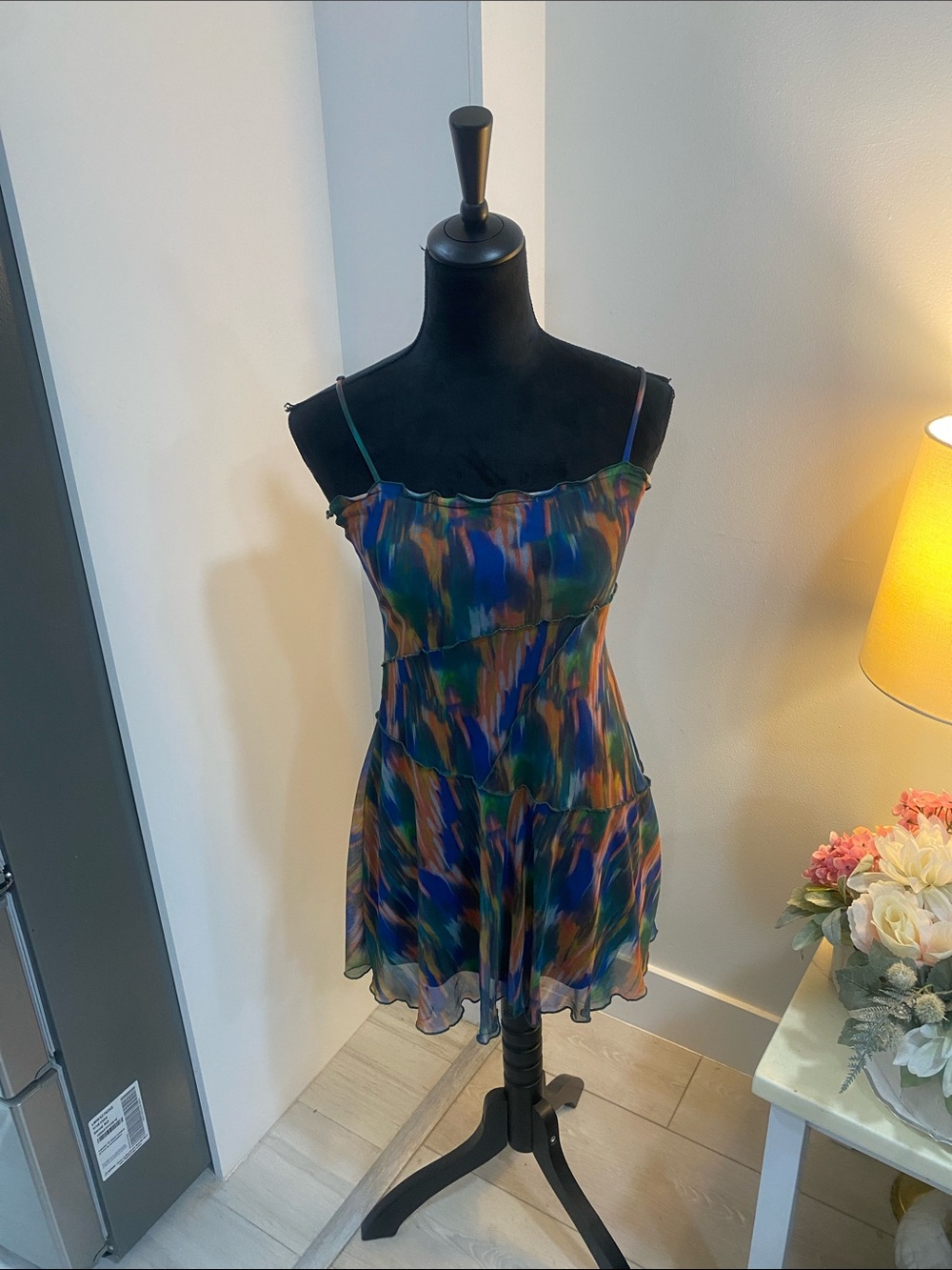 Urban Outfitters Multicolor Brushstroke Spaghetti-Strap Mini Dress - Picture 1 of 8